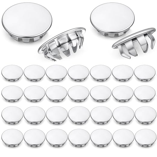 Hicarer 30 Pack Fit 1/2inch ＆ 3/4inch Hole Metal Hole Plugs, Nickel-Plated by Hicarer