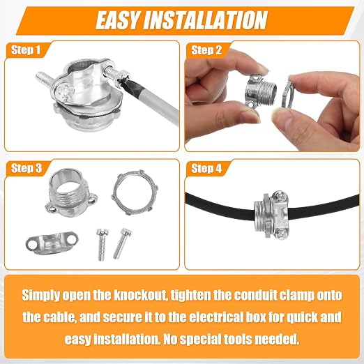 36 Pack 1/2" Clamp Type Cable Connectors - Image 4