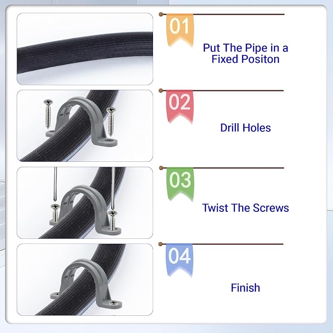 12pcs PVC Conduit Clamp 1/2 Inch Pipe Clamp | Plastic Pipe Strap Clamps - Image 6