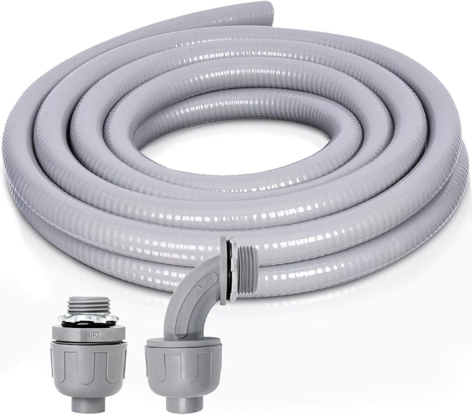1 Inch 5 FT Non Metallic Liquid-Tight Conduit and Connector Kit by Feotech