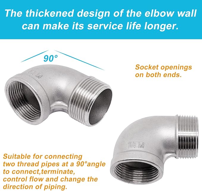 90 Degree Elbow Fittings 1PCS, 1-1/4" NPT Male X 1-1/4" NPT Female 304 - Image 4