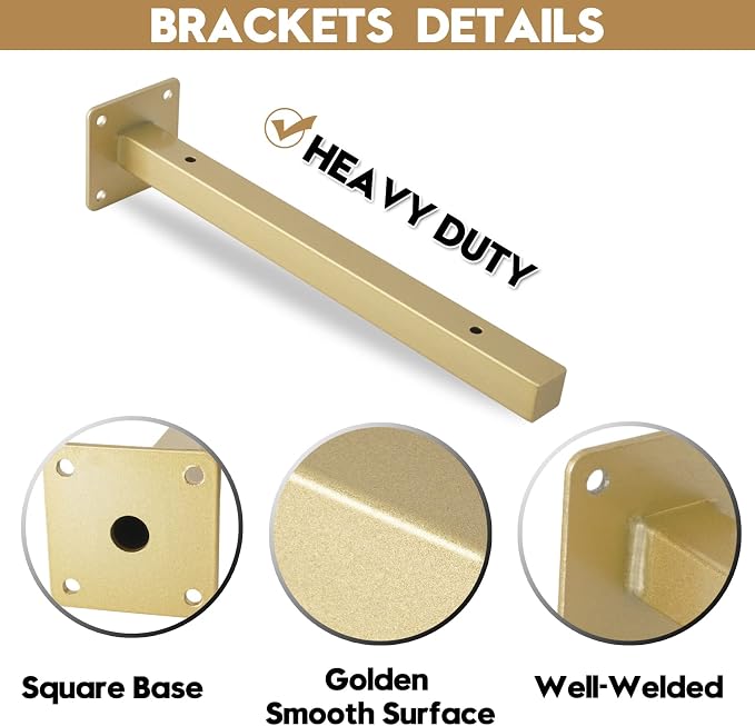 AddGrace Industrial Black Shelf Brackets 10 Inch L Brackets - Image 3