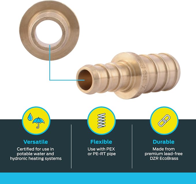 SharkBite 3/8 x 1/2 Inch Crimp Reducing Coupling, Brass Plumbing Fitting - Image 3