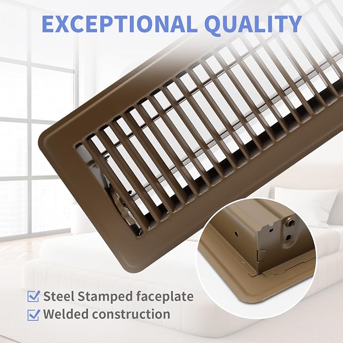 Howeall 4x14 Inch Floor Register 2 Pack, Heavy Duty Steel Walkable Floor Vents - Image 2