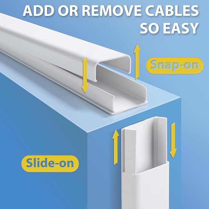 ZhiYo 32" Cord Covers for 4-7 Wires on Wall, 1.54" W x 0.75" H | Paintable TV - Image 6