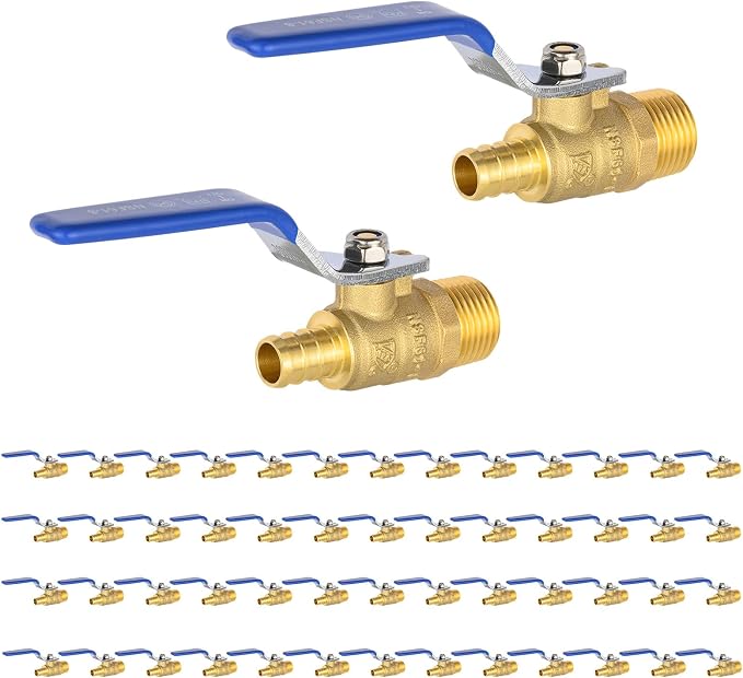 EFIELD 3/4 Inch Crimp Pex X 3/4 Inch NPT Male Brass Full Port Shut-off Ball by EFIELDPEXTUBING