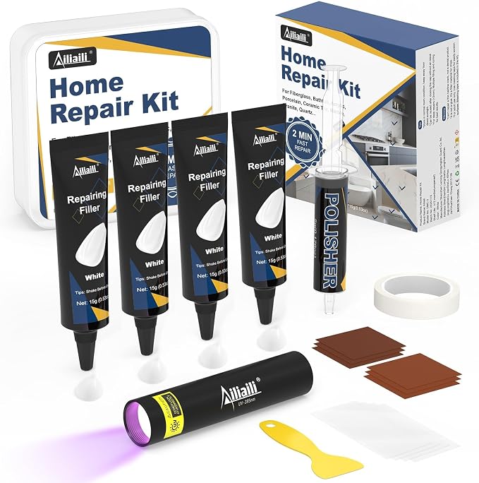 Quartz Countertop Repair Kit, Fiberglass Tub & Tile Repair Kit | 4*15g White by AiliailiDirect