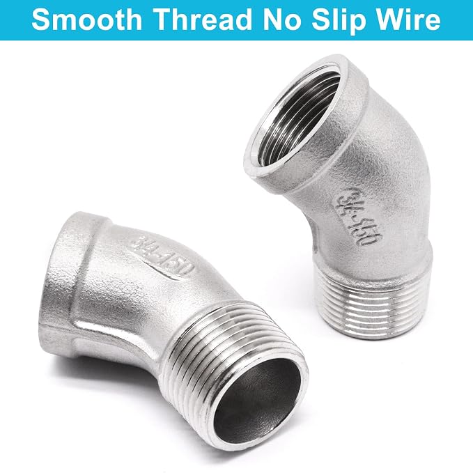 2PCS 45 Degree Elbow Fittings, 3/4" NPT Male Pipe to 3/4" NPT Female 304 - Image 5