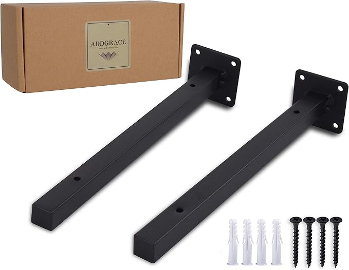 AddGrace Industrial Black Shelf Brackets 12 Inch L Brackets by AddGrace