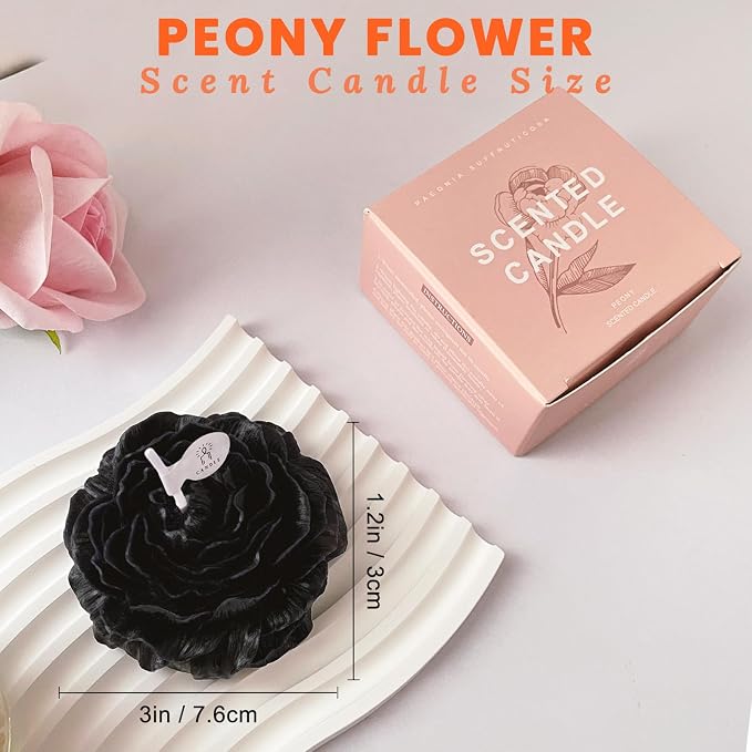 Black Peony Flower Shape Candles - Image 7