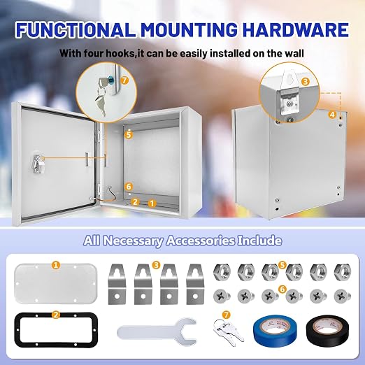 Electrical Junction Box 20x20x8, NEMA 4X IP66 Steel Enclosure Box | 1.5mm steel - Image 5
