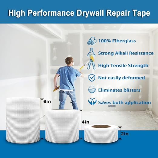 EDSRDRUS Drywall Repair Tape, Self-Adhesive, Fiberglass, - Image 3