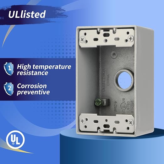 Weatherproof Outlet Box, Three 1/2 Inch Hole Outdoor Electrical Box | Aluminum - Image 3