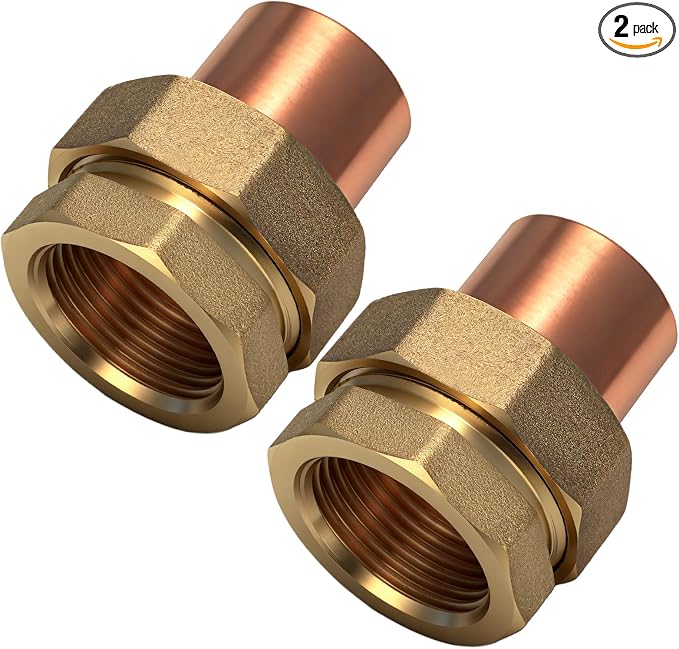 2 Pack 1" C x FIP LF Brass Pipe Copper Union Sweat to Male Iron | by Otoolling