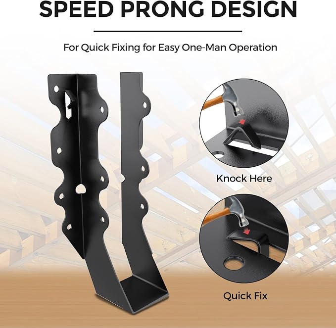 50Pcs Black 2x8 Joist Hangers for Wood, 18 Gauge Face Mount Joist Hanger - Image 2