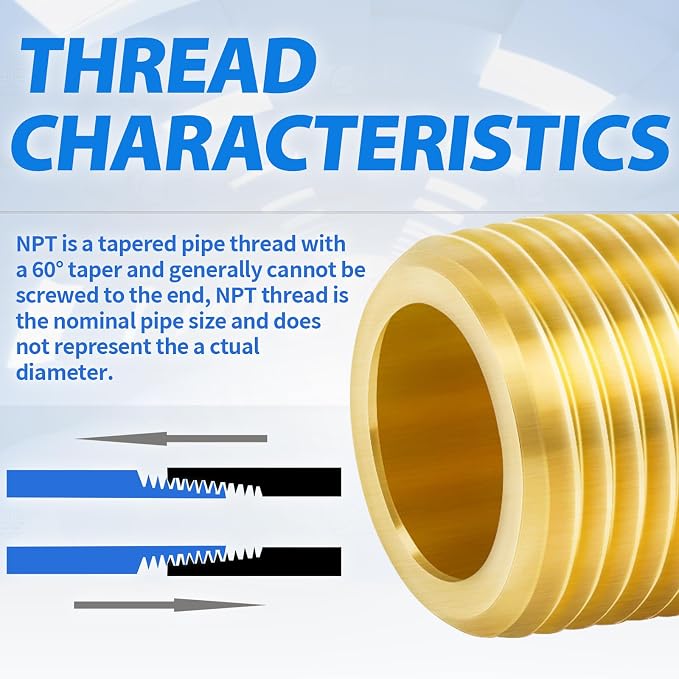 ChillWaves Brass Pipe Fitting, Long Nipple Pipe 1/4" NPT Male x 1/4" NPT Male - Image 6