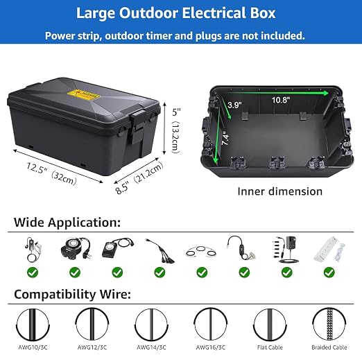 Outdoor Extension Cord Cover, IP54 4PK Small Weatherproof Extension Cord | - Image 6