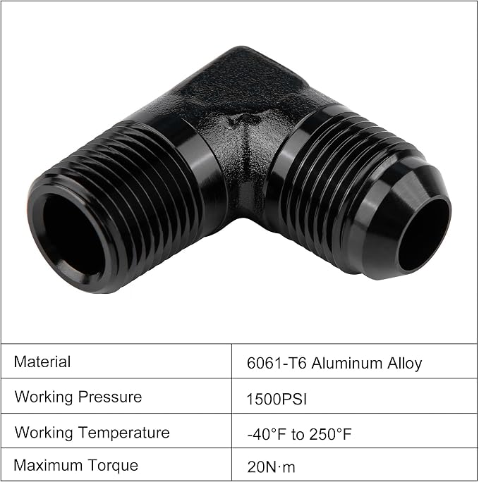 EVIL ENERGY 10AN to 1/2" NPT Male 90 Degree Fitting Adapter Aluminum 2PCS - Image 3