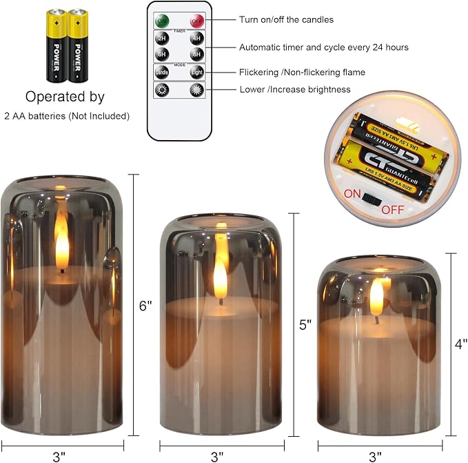 GenSwin Black Glass LED Flameless Candles - Image 7