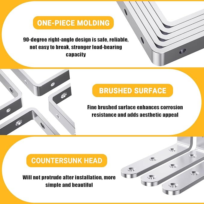 25Pcs Stainless Steel Angle Brackets 4”x 4” Heavy Duty Corner Brackets | 3MM - Image 3