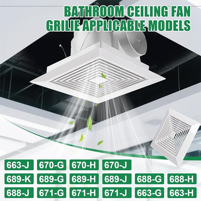 Spring-loaded bathroom exhaust fan cover, 4P 12"x12"grille bathroom fan cover - Image 5