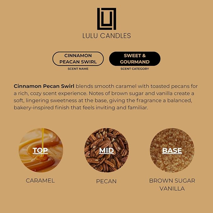 Lulu Candles | Cinnamon Pecan Swirl | Luxury Scented Soy Jar Candle | Hand - Image 3