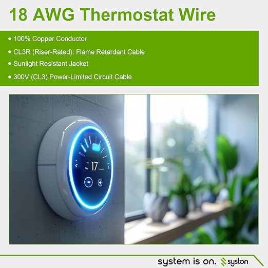 Syston 18/2 Thermostat Doorbell HVAC Heating Control Cable Wire, 18 AWG 2 - Image 7