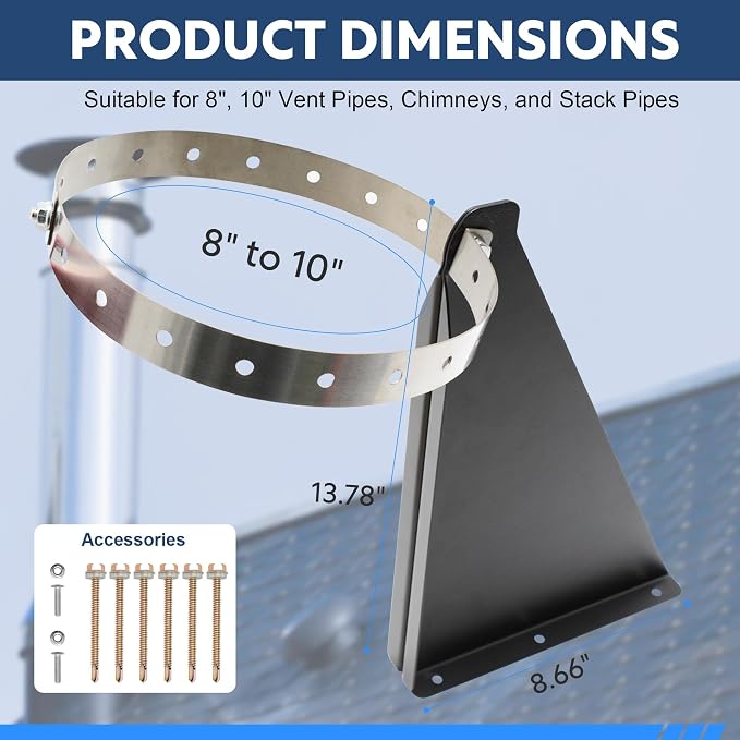 8-10" Adjustable Chimney Pipe Support Bracket, Fireplace Pipe Wall Bracket - Image 4