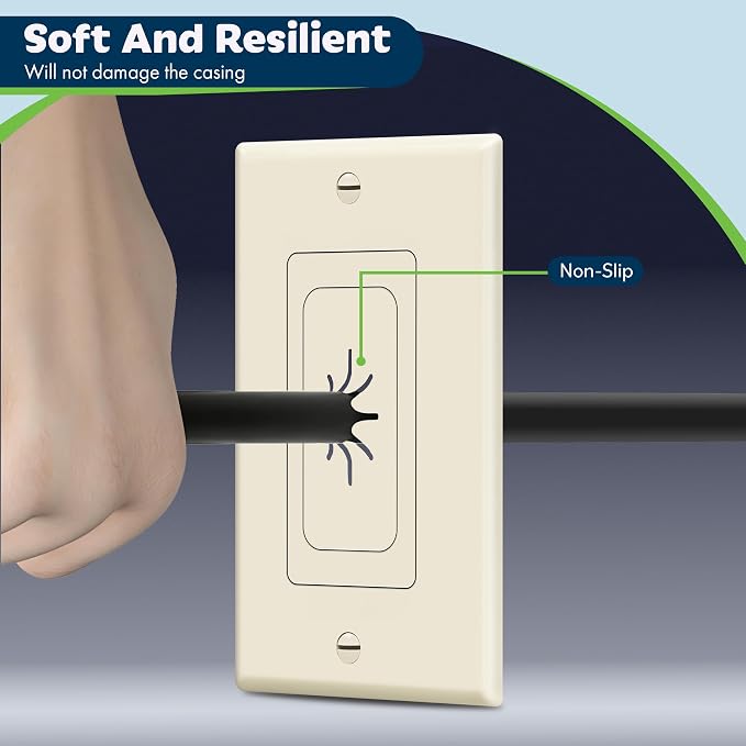 TOPGREENER 1-Gang Flexible Rubber Cable Pass-Through Wall Plate - Image 2