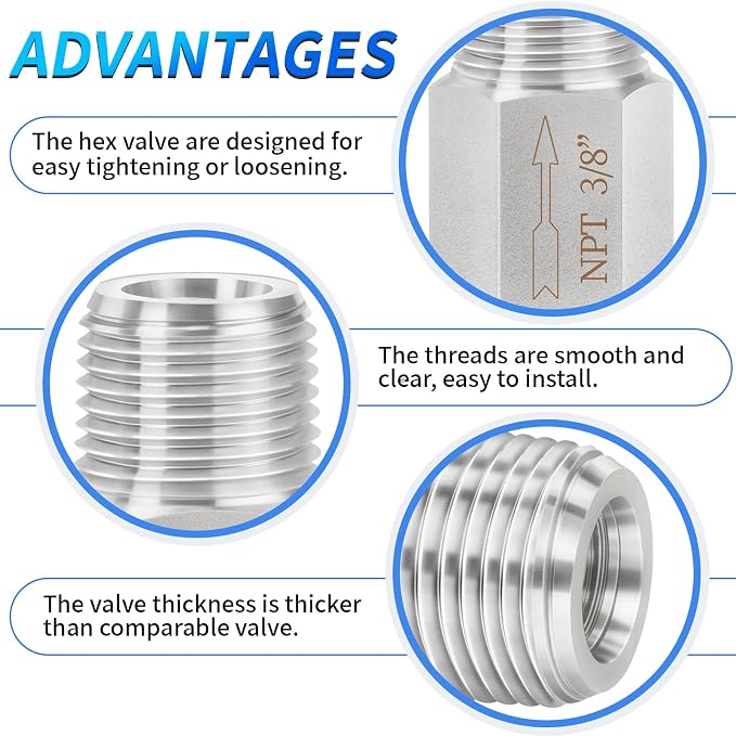 ChillWaves 304 Stainless Steel In-Line Siamese Check Valve 1/2" NPT Male Thread - Image 4