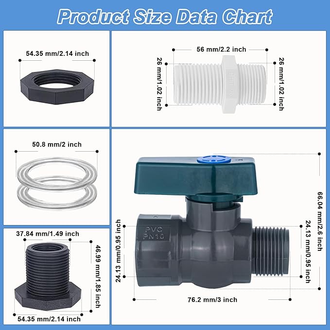 Enoch's Land PVC Rain Barrel Spigot Kit, 3/4" Rain Barrel Valve - Image 2