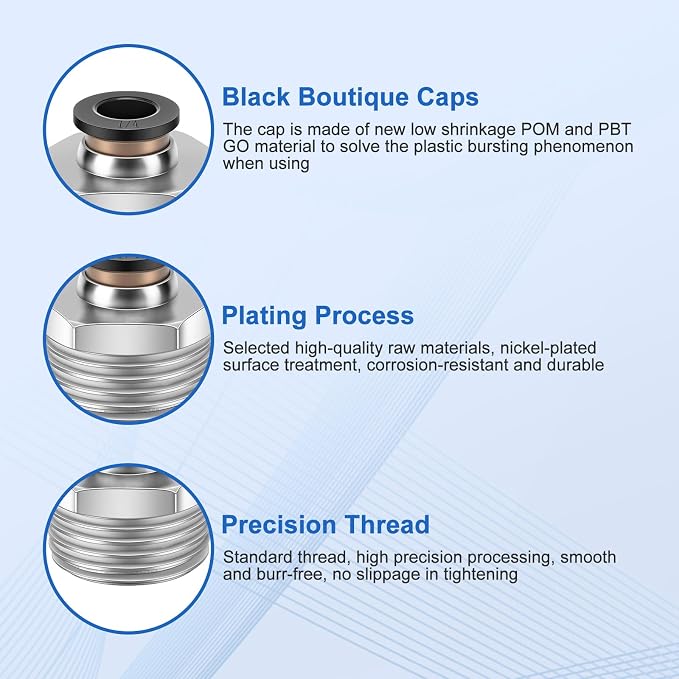 CNAODUN 12 Pcs Push to Connect Fittings 1/4 Inch Tube OD x 1/2 Inch NPT Thread - Image 3