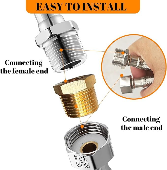 2 Pcs Brass Bushing 1/2" Male to 3/8" Female, 1/2" to 3/8" NPT Adapter Hex - Image 7