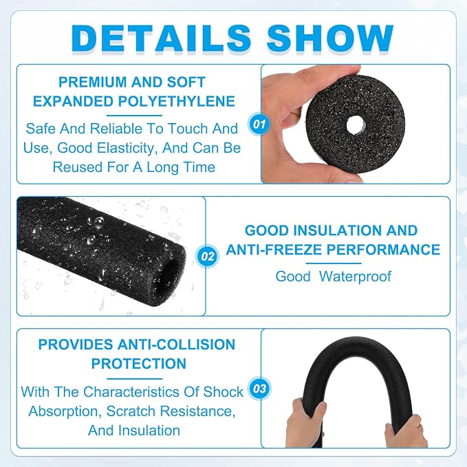 PATIKIL Pipe Insulation Foam Tube Foam Pipe Tubing Covers Black 2Pcs | 9/16" ID - Image 3