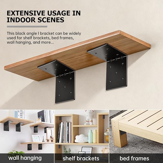 4 PCS Heavy Duty Steel Corner Brackets, DIY L Shelf Brackets, Metal Joint - Image 5
