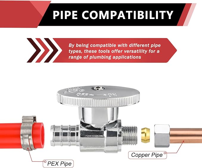 20PCS Efield Straight Stop Valve, 1/2" Barb Crimp Pex x 3/8"OD Compression | - Image 4