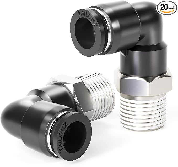 TAILONZ 1/4" x 1/8" NPT Push to Connect Elbow Fitting 20pcs | Copper&Plastic by TAILONZPNEUMATIC