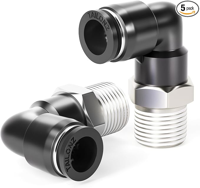 TAILONZ PNEUMATIC Male Elbow 1/4 Inch Tube OD x 1/4 Inch NPT Thread 90 Push to by TAILONZPNEUMATIC