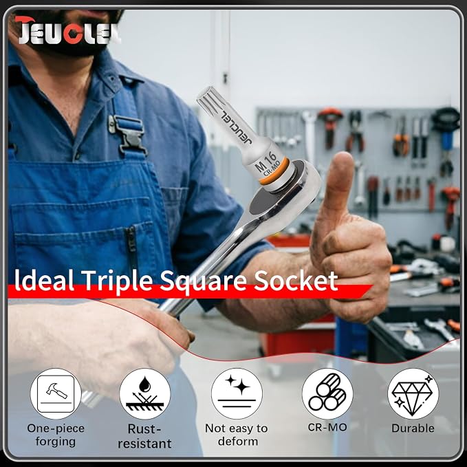 M16 Triple Square Impact Spline Bit Socket, 16mm 1/2" Drive Socket | 12 Point - Image 9