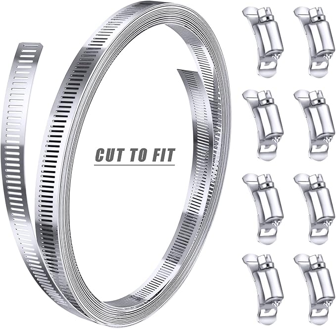 Stainless Steel Worm Gear Hose Clamp Assortment Kit, Cut-To-Fit | DIY 12FT - Image 6