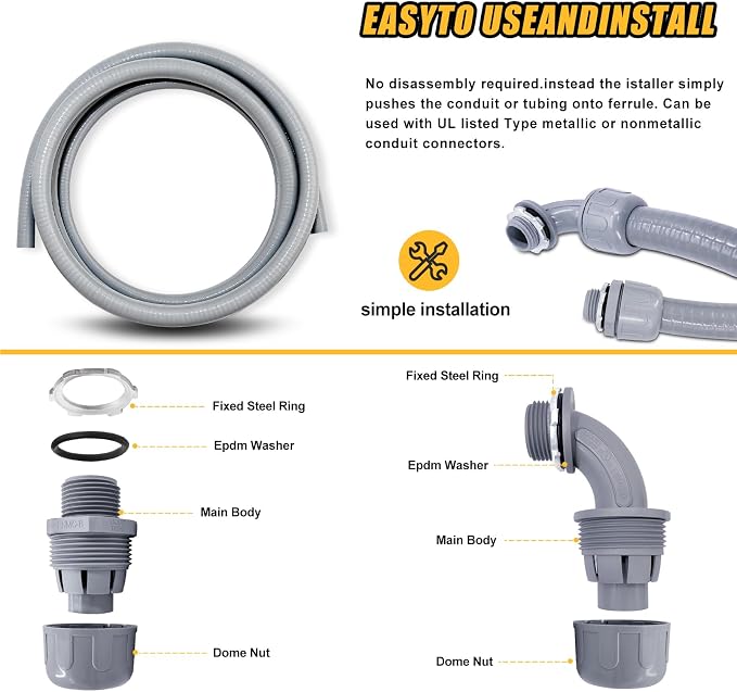 1 inch 4 Foot Liquid-Tight Conduit Kit, Flexible Non Metallic Electrical - Image 3