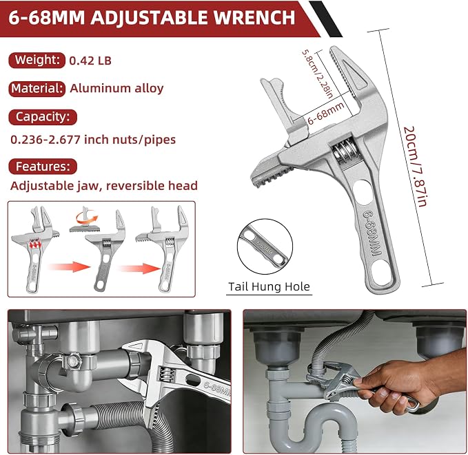 GPANDAG 40PCS Plumbing Tool and Faucet Wrench Set, Universal Sink Wrench | - Image 7