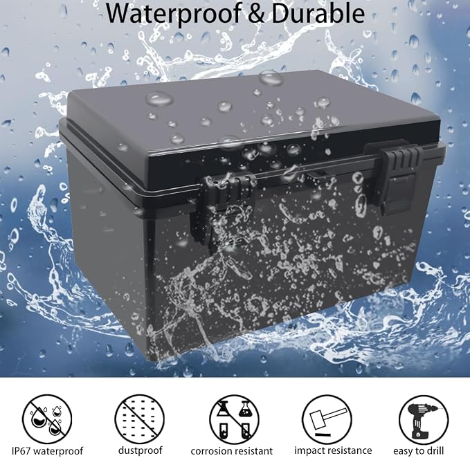 Junction Box, Hinged Black Cover IP67 Waterproof ABS Project Box - Image 2