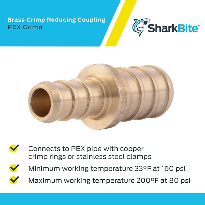 SharkBite 3/8 Inch x 1/2 Inch Crimp Reducing Coupling, Brass Plumbing Fitting - Image 4