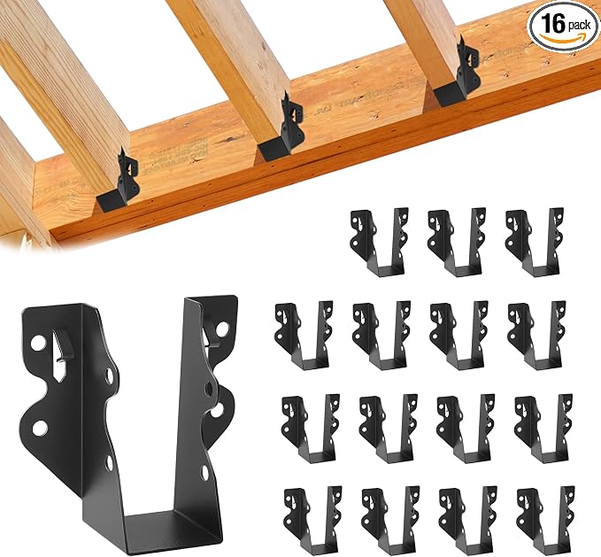 16 Pcs 2"x 4" Joist Hanger|Q235B Steel Face Mount Joist Hangers | Black Powder by CDFYJHFDQ