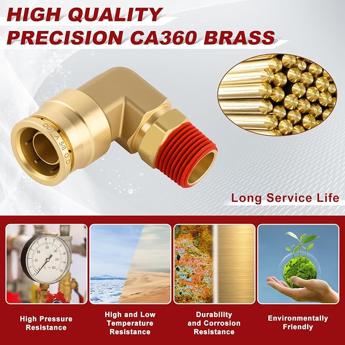 90° Swivel Male Elbow, 5/8" Tube x 3/8" NPT, DOT Approved 2PCS | - Image 2