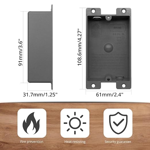 HXH 1-Gang Old Work Shallow Outlet Box, 8 Cu in, ETL Certified, 6 Pack | PVC - Image 2