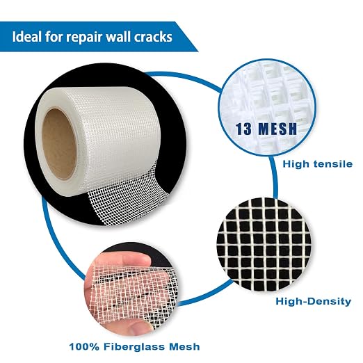 EDSRDRUS Drywall Repair Tape, Self-Adhesive, Fiberglass, - Image 2