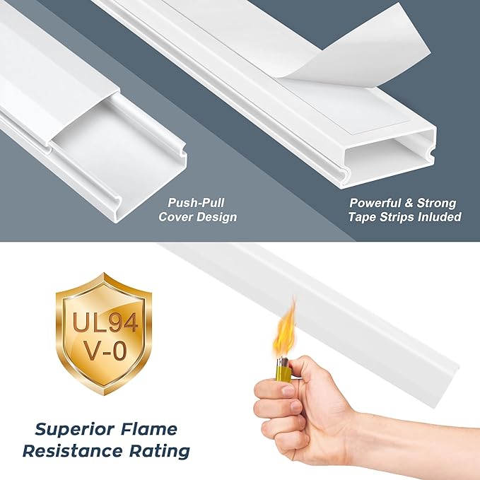 62.8in Black Cord Hider for TV on Wall, Paintable Cord Cover Wall Kit | Wire - Image 5