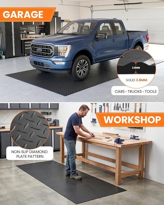 SEAL 5 x 10 FT Premium Garage Floor Mat, Solid 2.8mm Thick Lay-Flat Black - Image 3